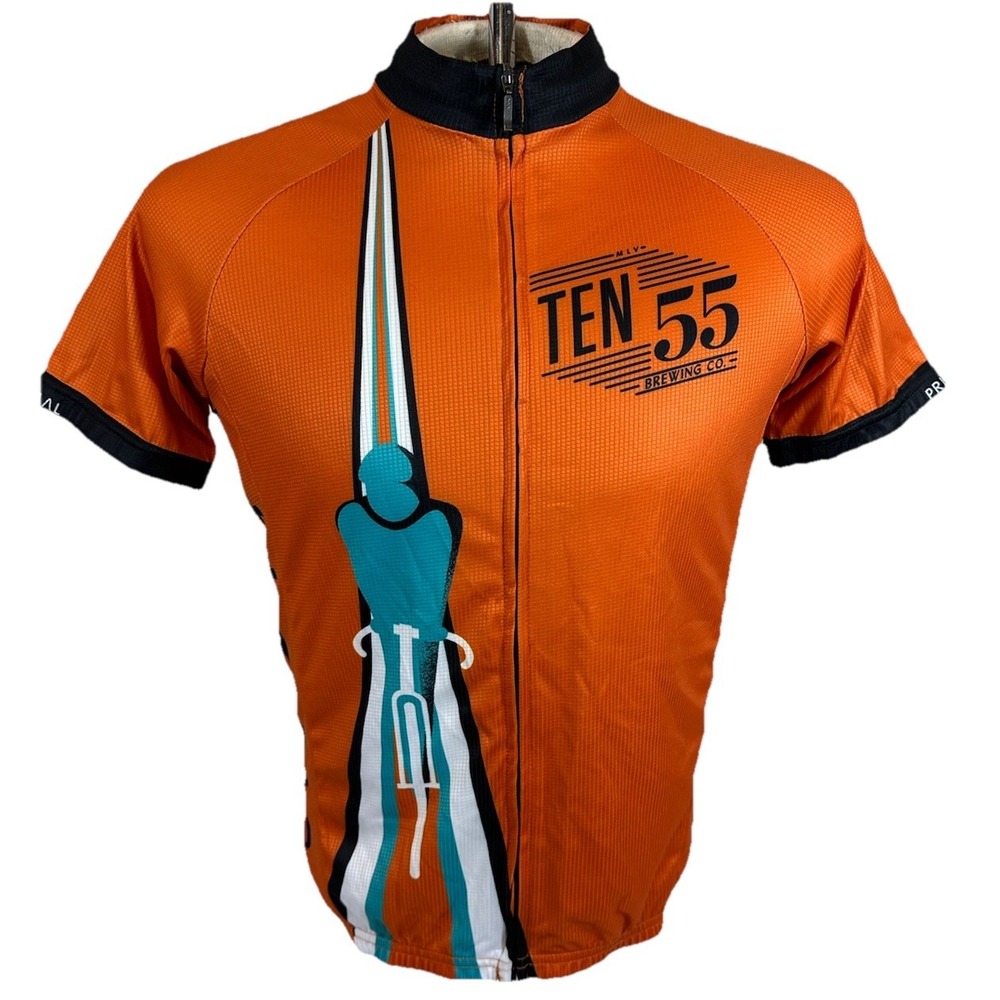Primal Cycling Jersey Mens XS 1055 Brewing Tucson AZ Full Zip Orange Black Blue